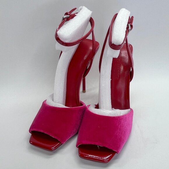 Steve Madden Lilac Pink Velvet Heels Size 7.5 Stiletto Ankle Strap High Heel - Picture 2 of 16